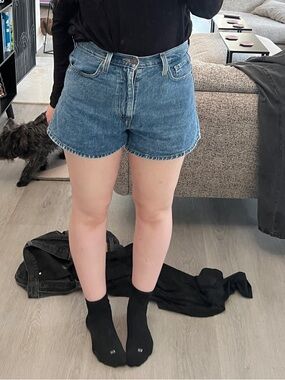 Levi's Blue High-Waist Denim Jean Shorts